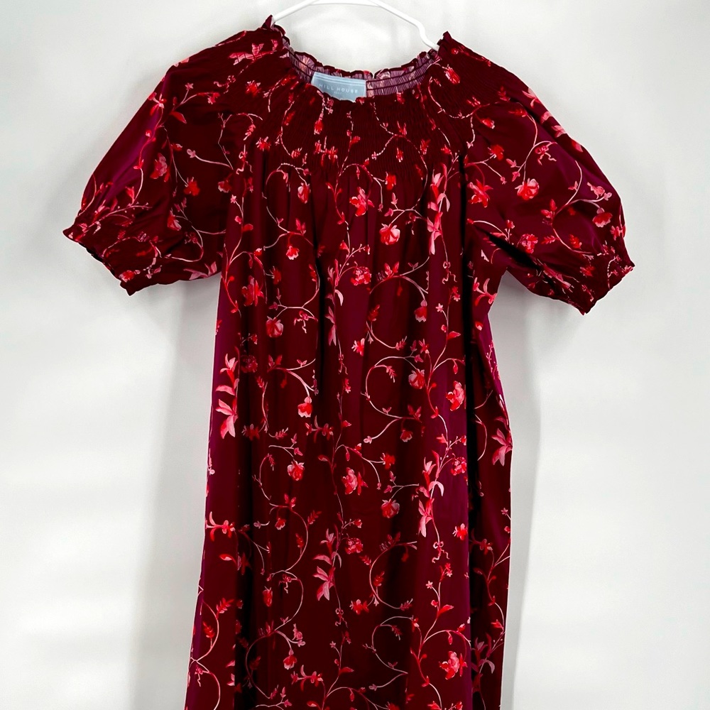 NWT Hill House Caroline Nap Dress Burgundy Botanical Poplin S - Picture 8 of 10